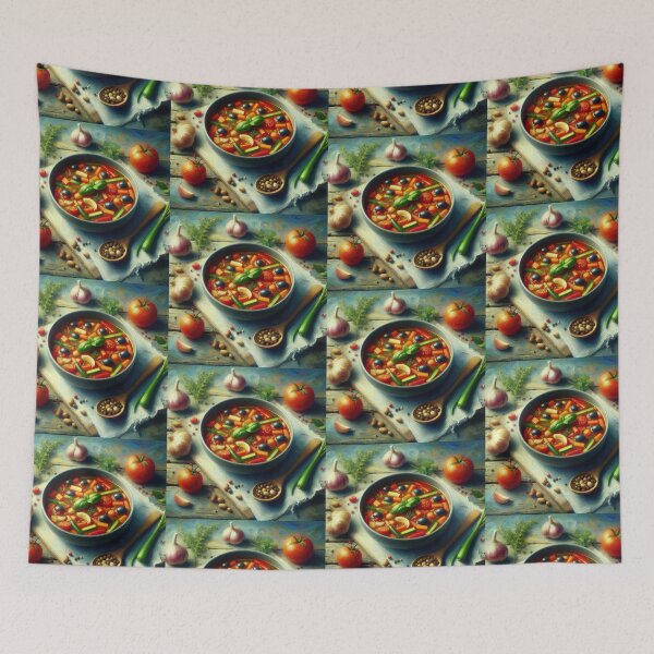 Item preview, Minestrone Soup Impressionism Art Style designed and sold by artofuniverse.