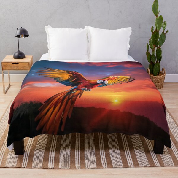 Item preview, Flying macaw at sunset, impressive photograph designed and sold by Mauswohn.