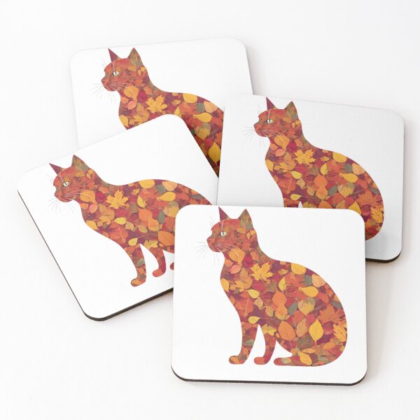 Item preview, Minimalist Cat Filled with Fall Leaves designed and sold by LemonHorse.