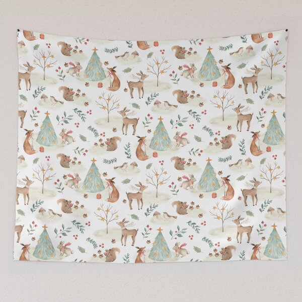 Item preview, Woodland Animals Christmas Pattern, Fox, deer, rabbit, Red Squirrel  designed and sold by CEB1700.