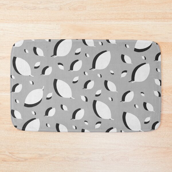 Item preview, Black and white autumn leaves pattern on a grey background designed and sold by by-jwp.