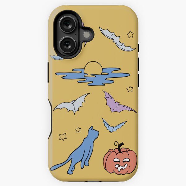 Illustrations halloween chat citrouille étoile chauve-souris Coque antichoc iPhone