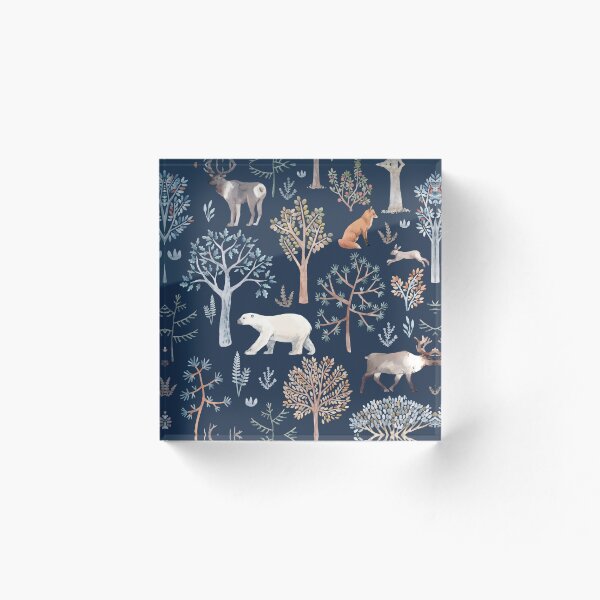 Aperçu de l'œuvre Motifs d'animaux de la forêt en hiver, ours polaire, renard, renne, lapin créée et vendue par CEB1700.