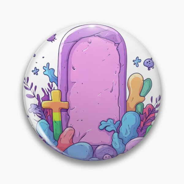 Item preview, Una colorida tumba de dibujos animados con una lápida, una calavera, rocas y plantas extravagantes, ideal para diseños con temática de Halloween. designed and sold by MNFTs.