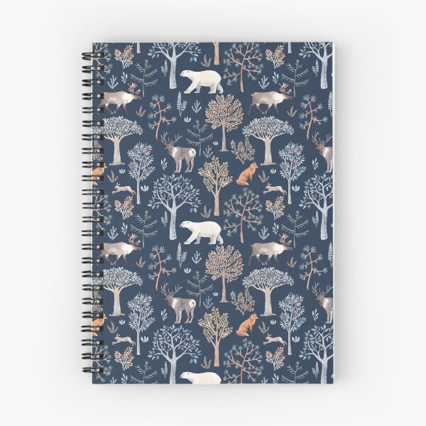 Item preview, Patrón de bosque con animales de invierno: oso polar, zorro, reno y conejo designed and sold by CEB1700.
