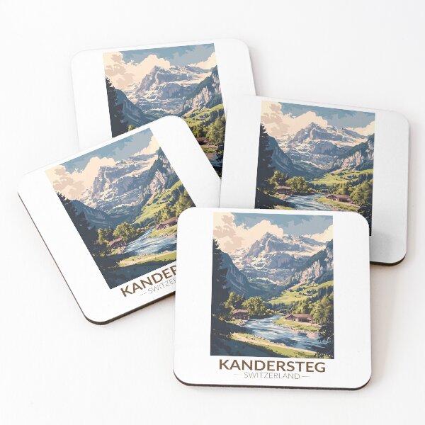 Item preview, Kandersteg Switzerland Painterly Travel Art Vintage designed and sold by KrisSidDesigns.
