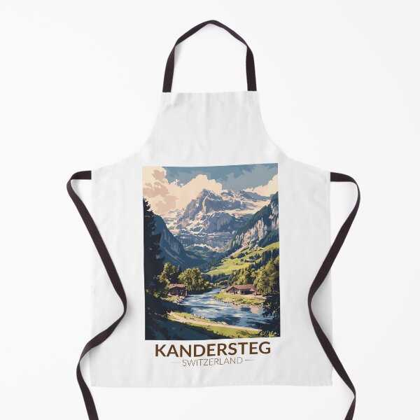 Item preview, Kandersteg Switzerland Painterly Travel Art Vintage designed and sold by KrisSidDesigns.