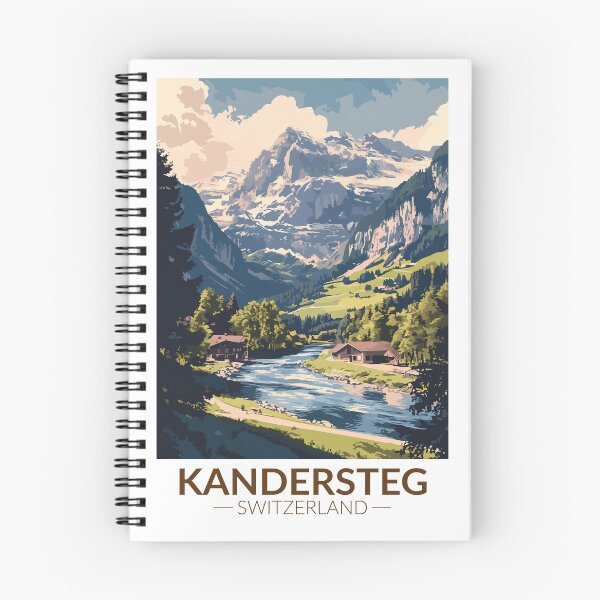 Item preview, Kandersteg Switzerland Painterly Travel Art Vintage designed and sold by KrisSidDesigns.