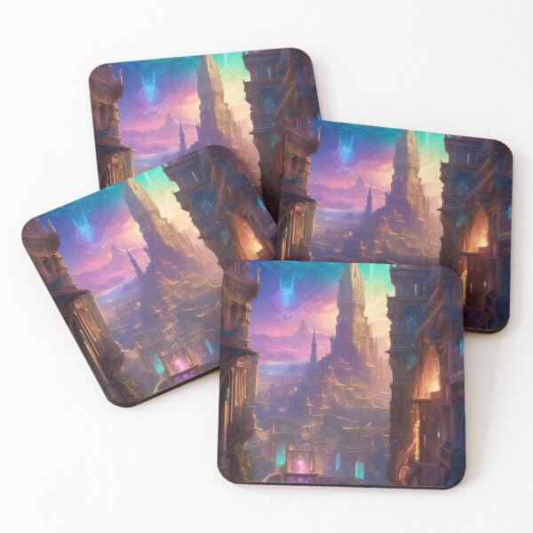 Item preview, Colorful Fantasy City and Spire - Dark Fantasy Art concept designed and sold by Delerat7.