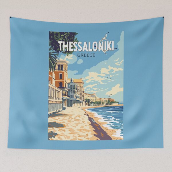 Item preview, Thessaloniki Greece Travel Art Vintage designed and sold by KrisSidDesigns.