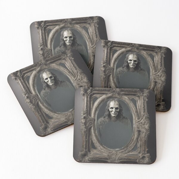 Item preview, Haunted Gothic Mirror with Ghostly Reflection - Spooky Halloween Art Print designed and sold by andrew758.