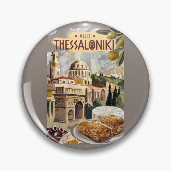 Item preview, Thessaloniki Greece Painterly Travel Art Vintage designed and sold by KrisSidDesigns.