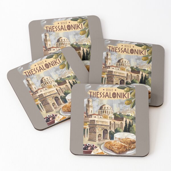 Item preview, Thessaloniki Greece Painterly Travel Art Vintage designed and sold by KrisSidDesigns.