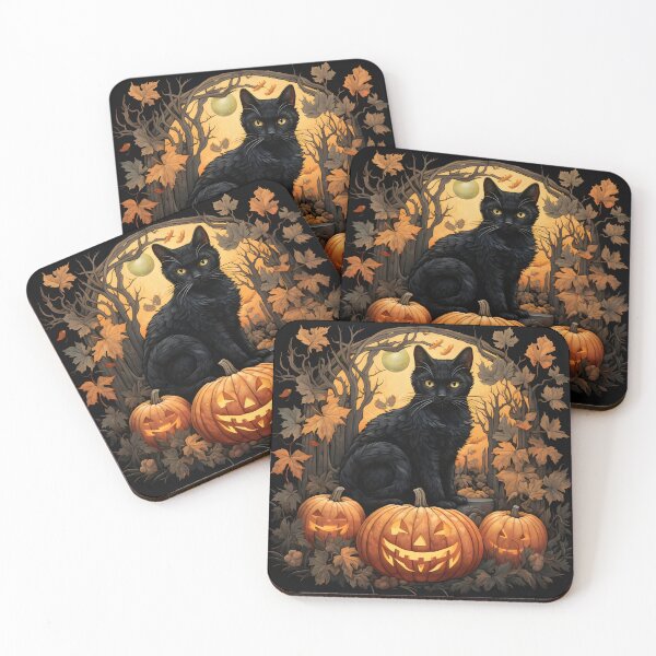 Item preview, Halloween Black Cat with Pumpkin designed and sold by Marina3333.