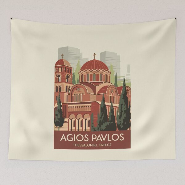 Item preview, Thessaloniki Agios Pavlos Travel Art Vintage designed and sold by KrisSidDesigns.