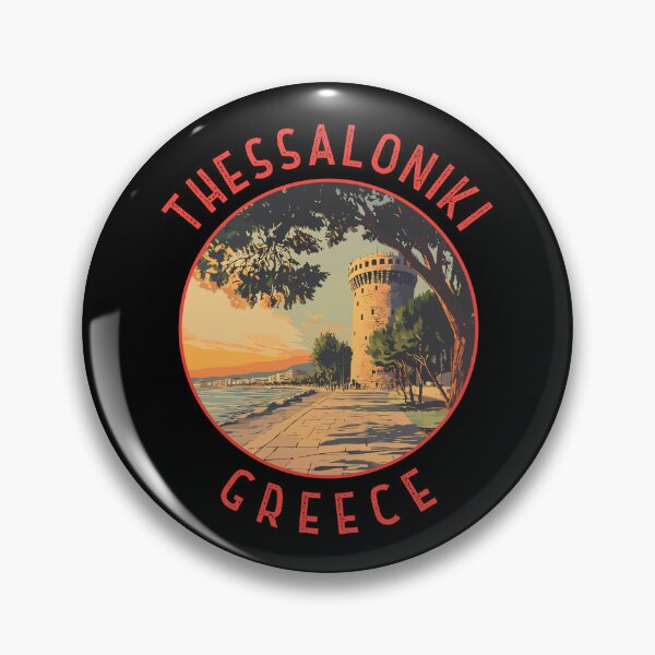 Item preview, Thessaloniki Greece Retro Distressed Circle designed and sold by KrisSidDesigns.