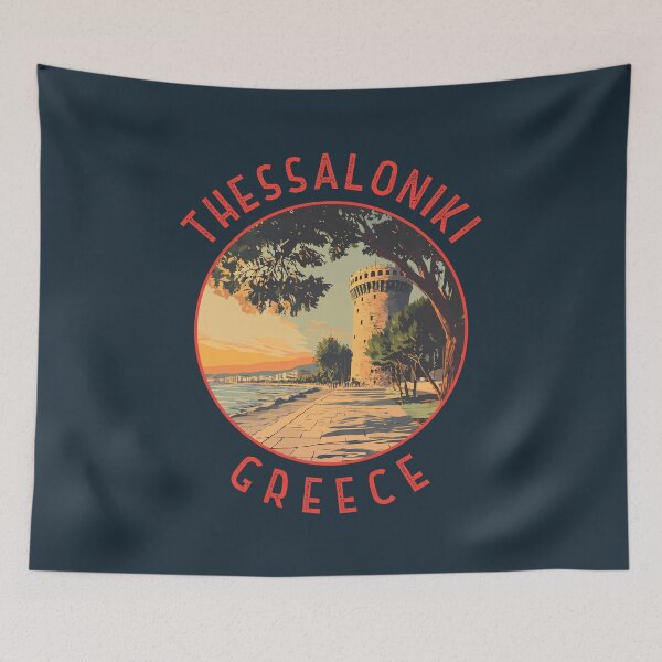 Item preview, Thessaloniki Greece Retro Distressed Circle designed and sold by KrisSidDesigns.