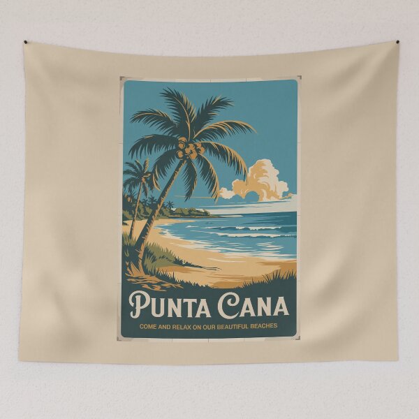 Item preview, Punta Cana Dominican Republic Illustration Travel Art Vintage designed and sold by KrisSidDesigns.