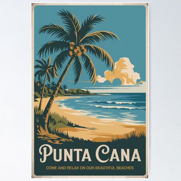 Item preview, Punta Cana Dominican Republic Illustration Travel Art Vintage designed and sold by KrisSidDesigns.