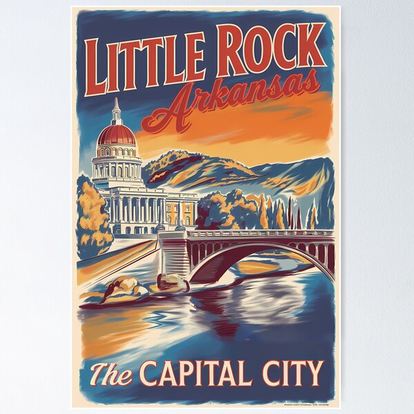 Item preview, Little Rock Arkansas Painterly Travel Art Vintage designed and sold by KrisSidDesigns.