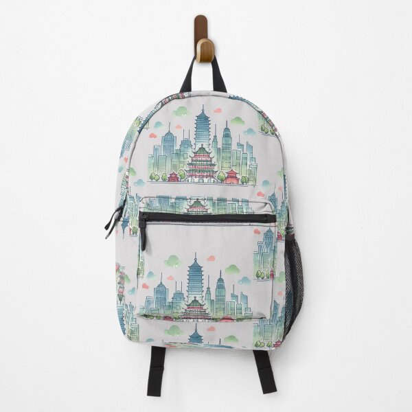 Item preview, Chengdu China Minimalist Skyline Sticker - Watercolor Groovy Font Design, designed and sold by PaintMeWorld.