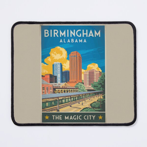 Item preview, Birmingham Alabama Travel Art Vintage designed and sold by KrisSidDesigns.