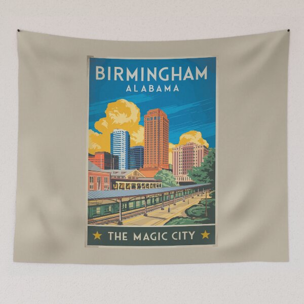 Item preview, Birmingham Alabama Travel Art Vintage designed and sold by KrisSidDesigns.