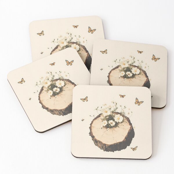 Item preview, Tree Stump with Flowers & Butterflies designed and sold by NeonxHeart.