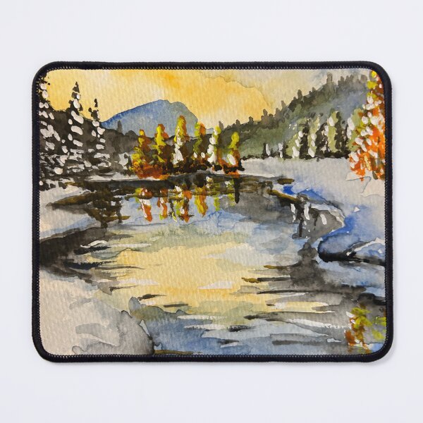 Item preview, Winter Reflections Landscape Watercolor Painting designed and sold by TheArtCave.