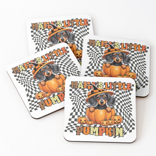 Item preview,  "Mama's Little Pumpkin" - Dachshund in Halloween Pumpkin with Checkered Background designed and sold by GoodyPaws.