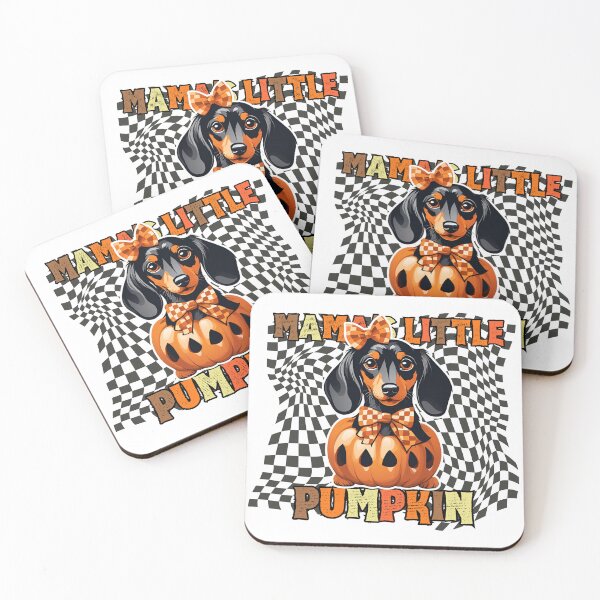 Item preview,   "Mama's Little Pumpkin" - Dachshund in Halloween Pumpkin with Checkered Background designed and sold by GoodyPaws.