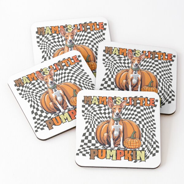 Item preview, "Mama's Little Pumpkin" - Podenco Ibicenco in Halloween Pumpkin with Checkered Background designed and sold by GoodyPaws.