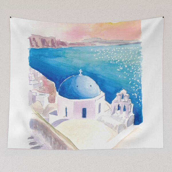 Item preview, View of the Aegean from top of Caldera at Oia with Blue Cupolas designed and sold by artshop77.
