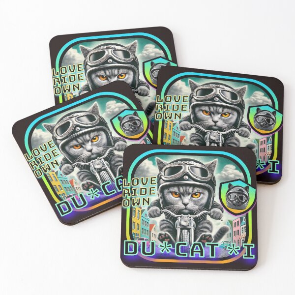 Item preview, DUCATI Funny Cat on Motorcycle Design designed and sold by SportyAndArtful.