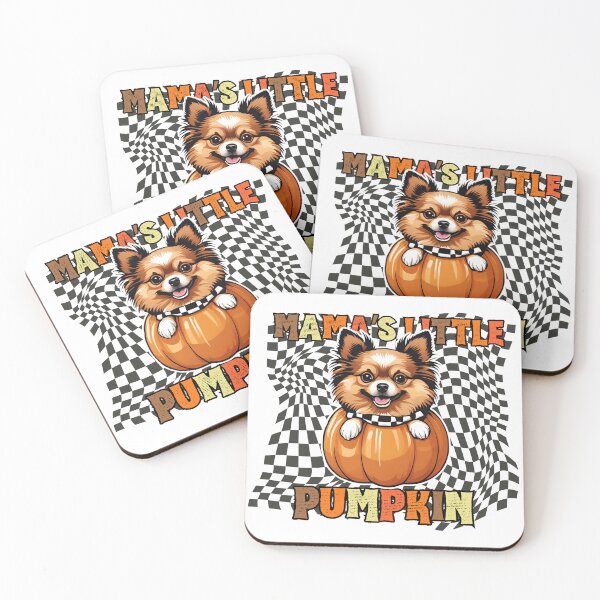 Item preview, "Mama's Little Pumpkin" - German Spitz Toy in Halloween Pumpkin with Checkered Background designed and sold by GoodyPaws.
