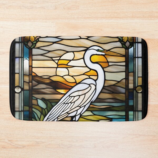 Item preview, Great Egret White Bird Stained Glass Window Decorative Art Design designed and sold by rosaliemillen.
