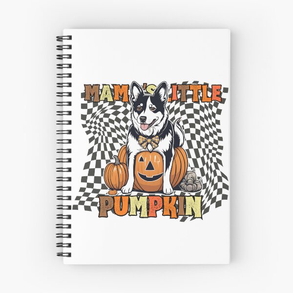 Item preview, "Mama's Little Pumpkin" - Russian-European Laika in Halloween Pumpkin with Checkered Background designed and sold by GoodyPaws.