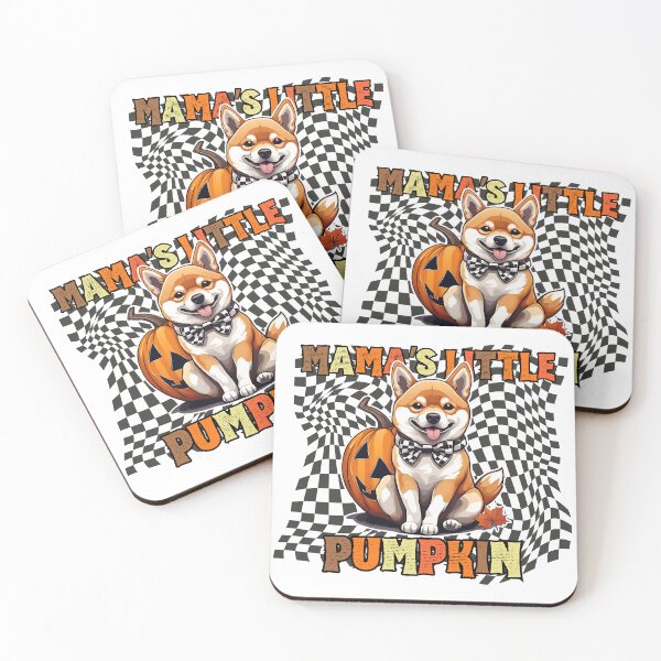 Item preview, "Mama's Little Pumpkin" - Shiba Inu in Halloween Pumpkin with Checkered Background designed and sold by GoodyPaws.