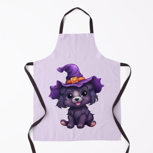 Item preview, Kawaii Halloween White Dog in Purple Witch Hat designed and sold by KawaiiArtStyle.