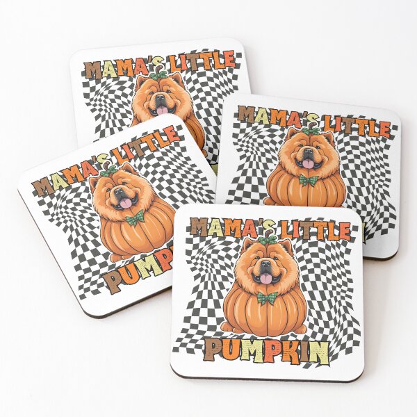 Item preview, "Mama's Little Pumpkin" - Chow Chow in Halloween Pumpkin with Checkered Background designed and sold by GoodyPaws.