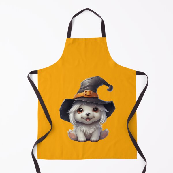 Item preview, Kawaii Halloween Wizard White Dog in Black Witch Hat designed and sold by KawaiiArtStyle.