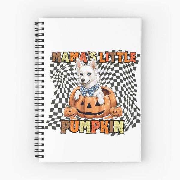 Item preview, "Mama's Little Pumpkin" - Jakutská Lajka in Halloween Pumpkin with Checkered Background designed and sold by GoodyPaws.