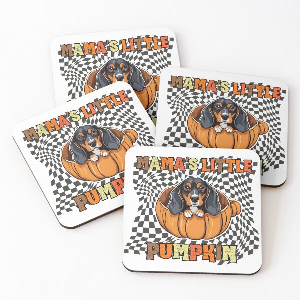 Item preview, "Mama's Little Pumpkin" - Alpine Dachsbracke in Halloween Pumpkin with Checkered Background designed and sold by GoodyPaws.