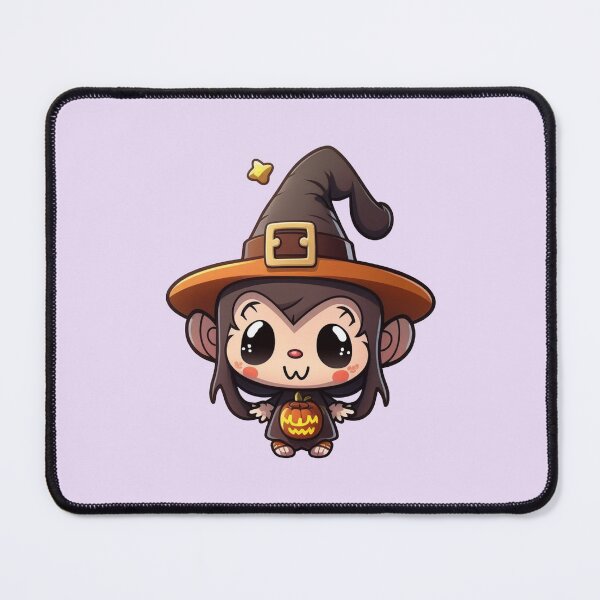 Item preview, Kawaii Halloween Monkey in Witch Hat with Pumpkin designed and sold by KawaiiArtStyle.
