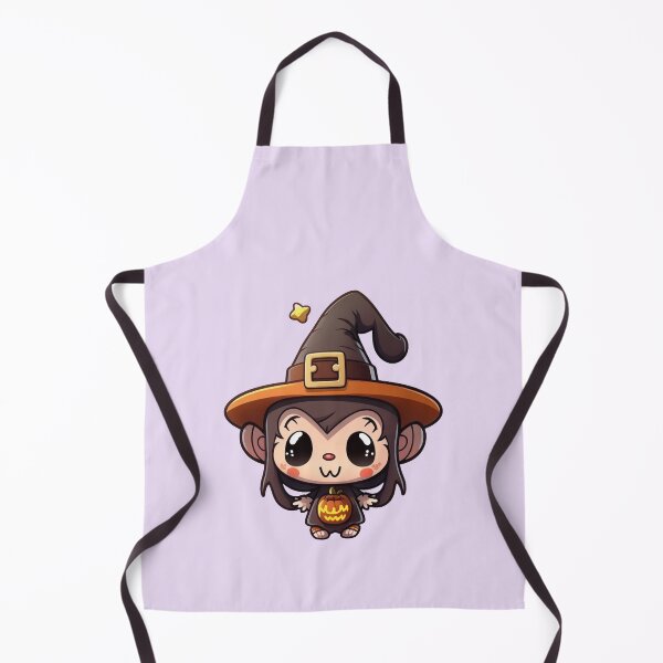 Item preview, Kawaii Halloween Monkey in Witch Hat with Pumpkin designed and sold by KawaiiArtStyle.