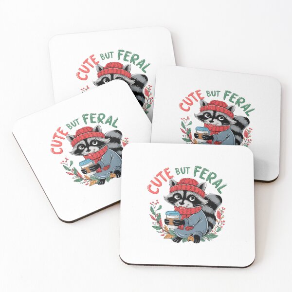 Item preview, Raccoon Cute But Feral Raccoon Funny Loves Coffee designed and sold by ArtByKatti.