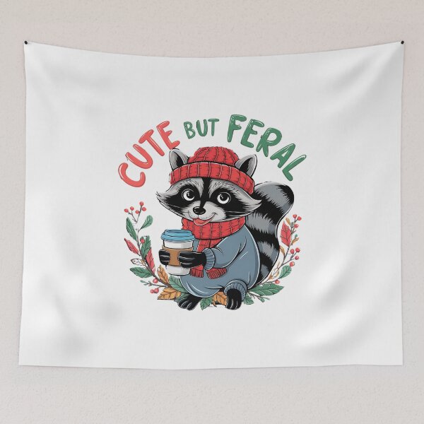Item preview, Raccoon Cute But Feral Raccoon Funny Loves Coffee designed and sold by ArtByKatti.