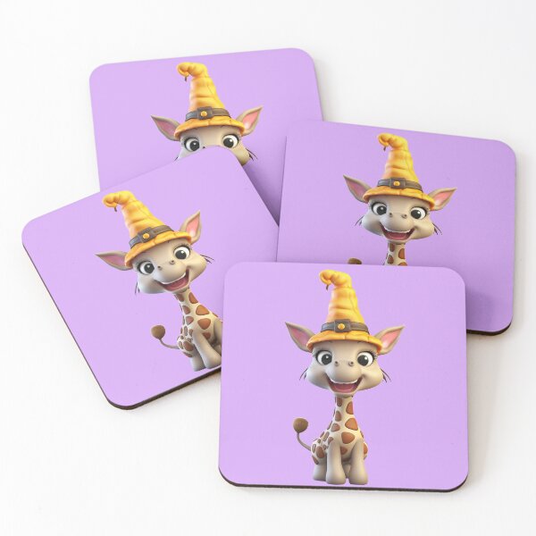 Item preview, Kawaii Halloween Giraffe in Orange Witch Hat designed and sold by KawaiiArtStyle.