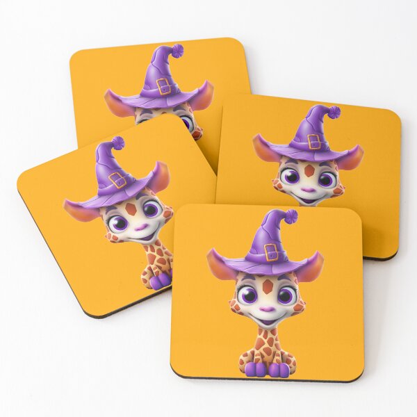 Item preview, Kawaii Halloween Giraffe in Purple Witch Hat designed and sold by KawaiiArtStyle.