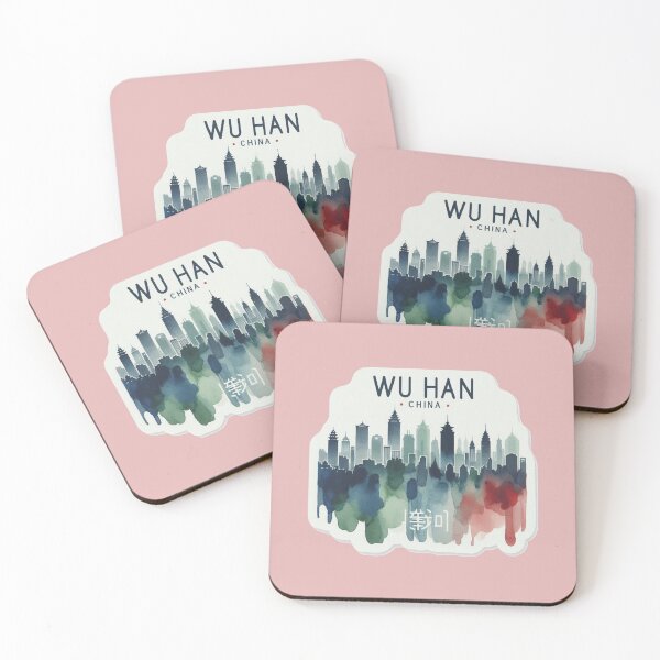 Item preview, Wuhan China Watercolor Skyline Minimalist Sticker Design, designed and sold by PaintMeWorld.